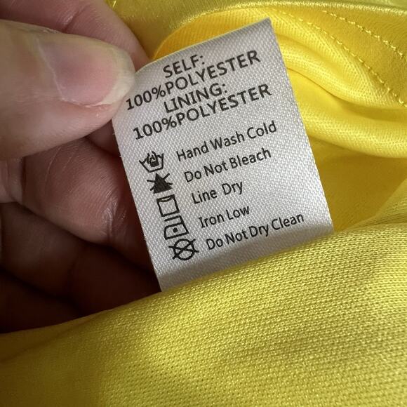 H&M Womens Maxi Tent Dress Chiffon High Collar Halter Top Sleeveless Yellow Smal - Picture 10 of 10